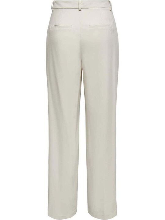 Only Wide Women's Fabric Trousers in Wide Leg Style Pumice Stone