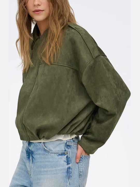 Only Women's Suede Bomber Jacket Grape Leaf