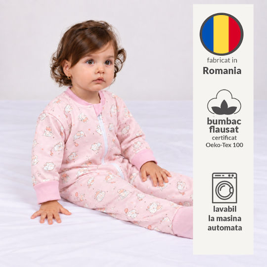 Kidizi Spring Sleeping Bag with Legs Elefun 1 Tog Pink with Detachable Sleeves