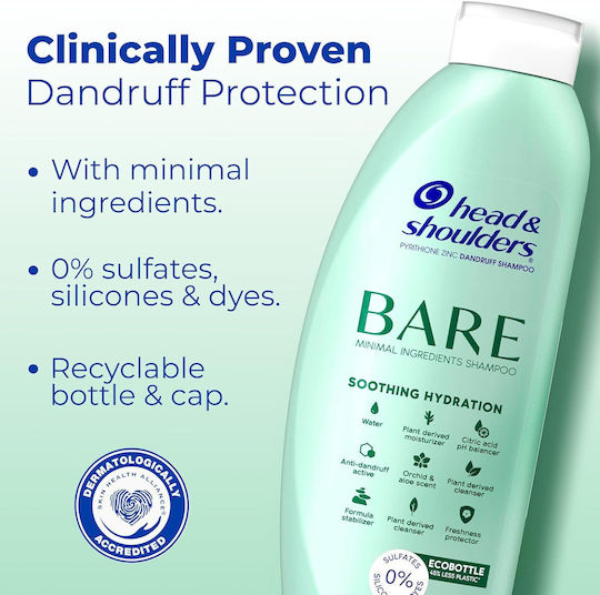 Bare Soothing Hydration Σαμπουάν Kατά της Πιτυρίδας & της Ξηροδερμίας 400ml