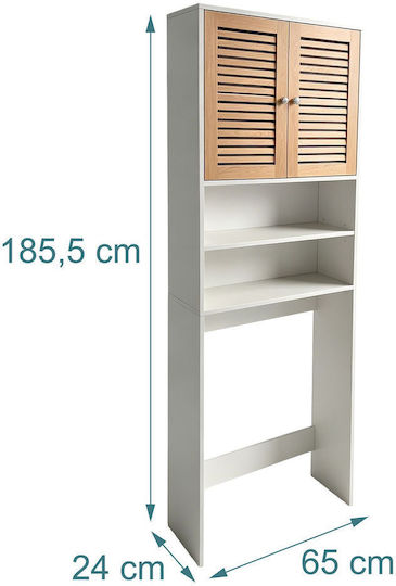 Relaxdays White Wooden Freestanding Bathroom Shelf
