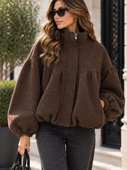 Women's Puffer Jacket for Winter Brown