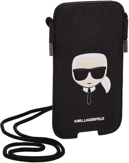 Karl Lagerfeld Saffiano Karl Head S/M Pliculeț Black KLHCP12MOPHKHK