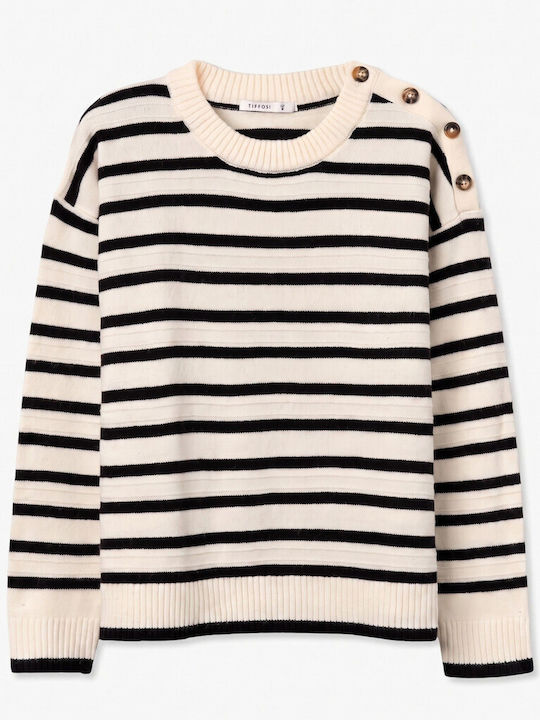 Gestreifte Damenbluse Beige