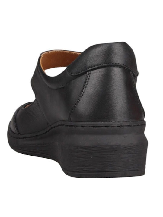 Дамски кожени балеринки черни Black