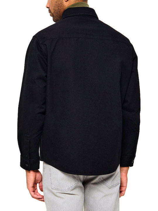 Hugo Ebolt Long Sleeve Denim Overshirt in Regular Fit Black