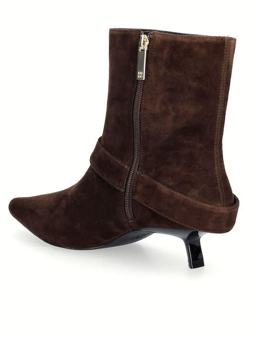 Seleny Leather Women's Ankle Boots Dark Brown