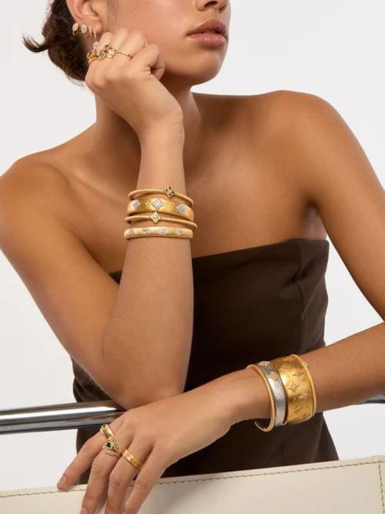 Mya-Bay Women's Cuff Bracelet with Flower Design Gold Plated