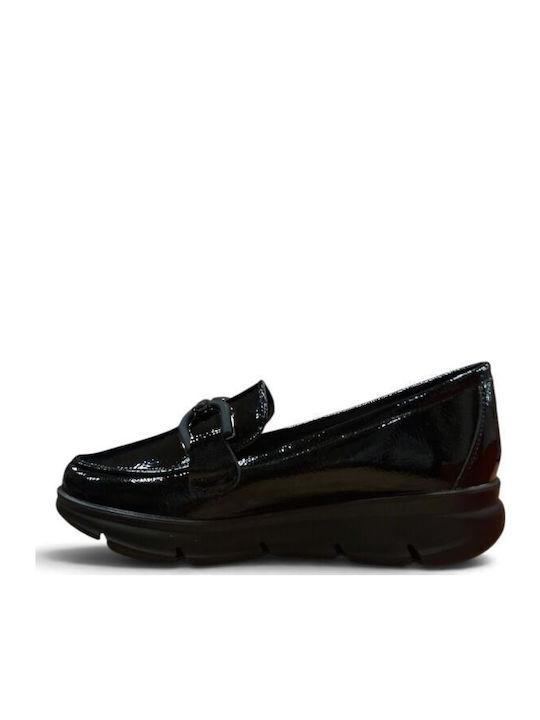 Patent Leather Women's Loafers in Black Color