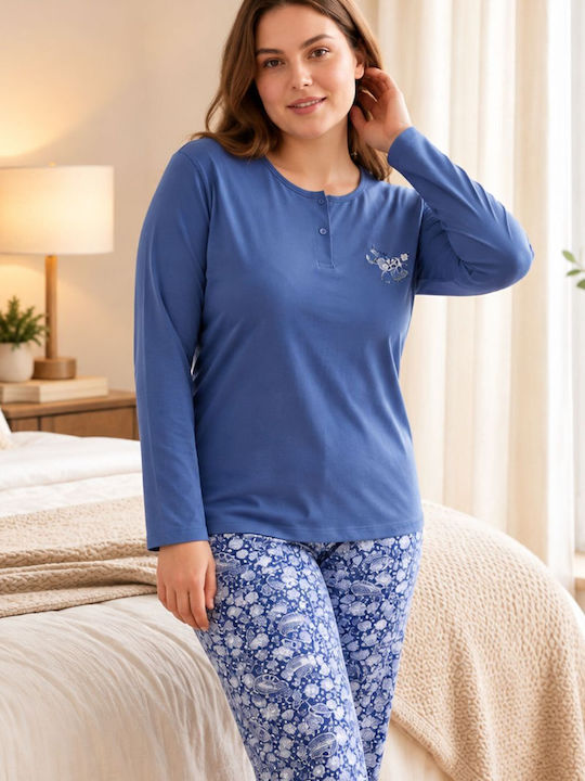Asel Winterliches Damen-Pyjama-Set in Marineblau