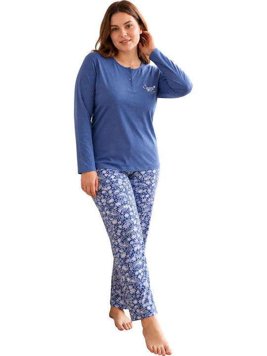 Asel Winterliches Damen-Pyjama-Set in Marineblau