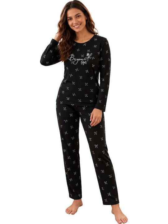 Asel Set de Pijama de Iarnă pentru Damă Negru