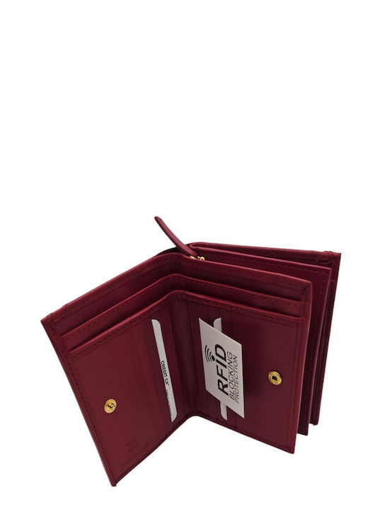Kleine Damenlederbrieftasche mit RFID in Rot