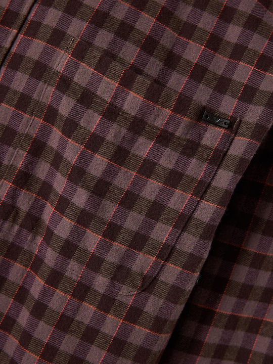 Cămașă din Bumbac cu Mâneci Lungi, Croială Lejeră, în Carouri, Violet