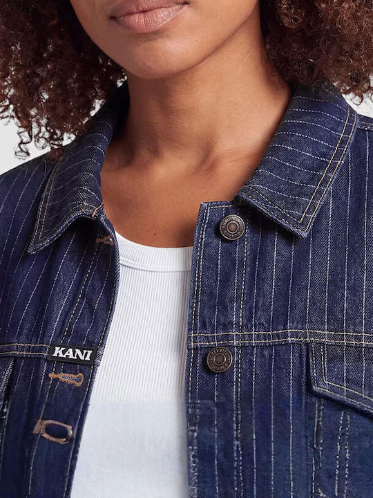Geacă Din Denim Crop Retro Pentru Femei Blue