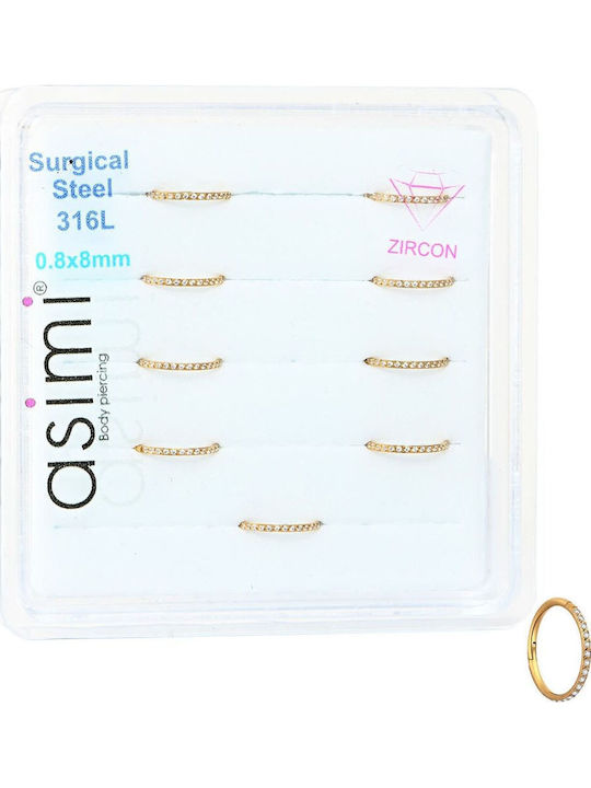 Asimi Επίχρυσος Κρίκος Μύτης Clicker 0,8x8 Mm Surgical Steel 316l 1 Τμχ Επίχρυσο Asimi Επίχρυσος Κρίκος Μύτης Clicker 0,8x8 Mm Surgical Steel 316l 1 Τμχ Επίχρυσο