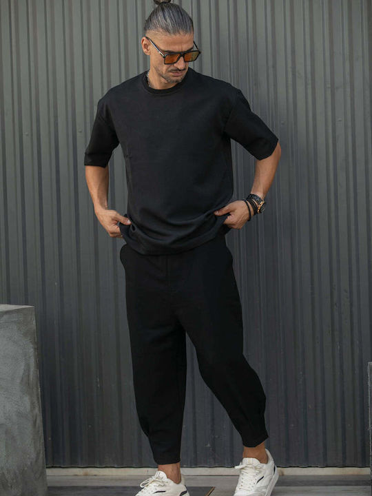 Elastische Herrenhose Relaxed Fit Schwarz