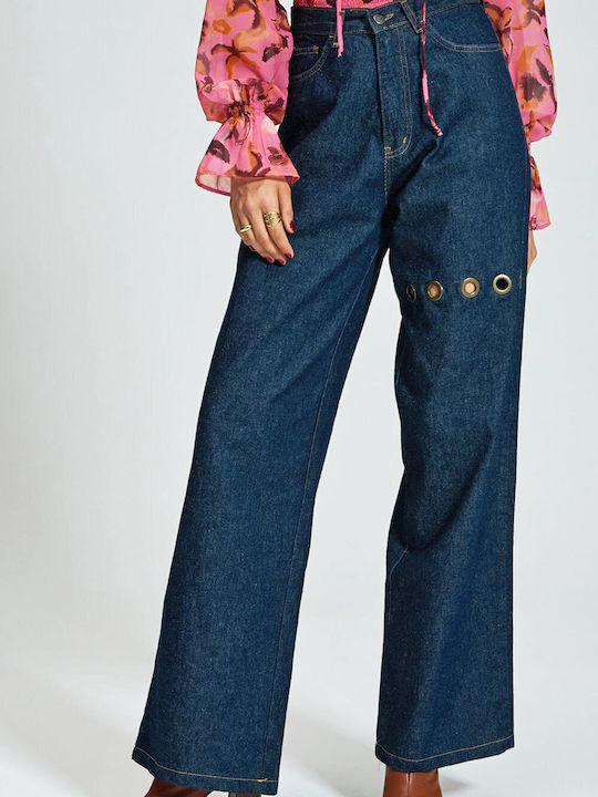 Project Soma Women's Blue Fabric Trousers