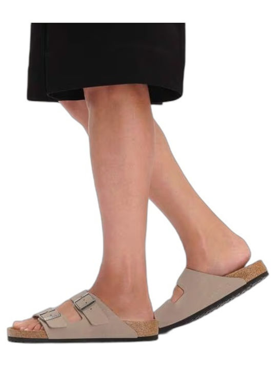 Women's Flat Sandals Beige Narrow Fit