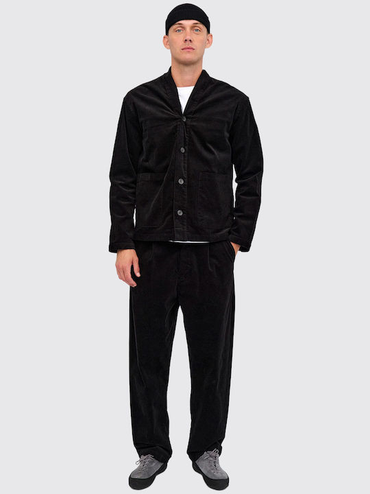 Langärmeliges Cord-Overshirt Schwarz