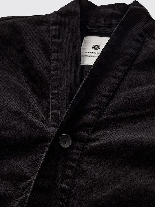 Langärmeliges Cord-Overshirt Schwarz