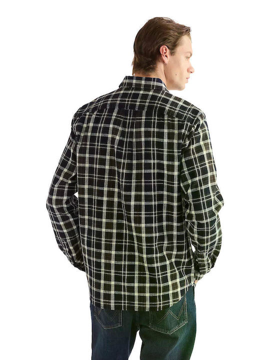 Long Sleeve Checked Shirt Dark Indigo
