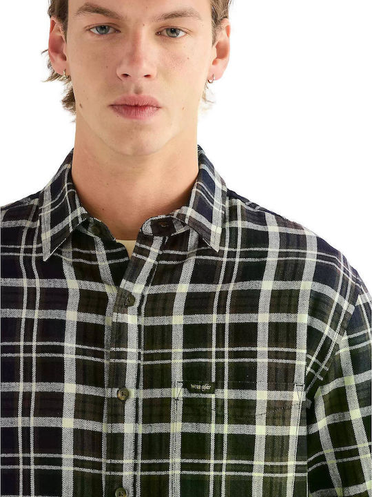 Long Sleeve Checked Shirt Dark Indigo