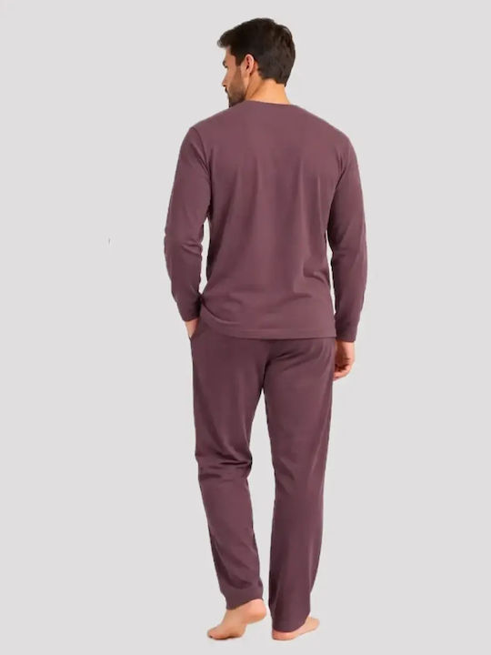 Apple Boxer Зимна Мъжка Памучна Пижама Лилава