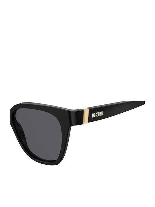 Women's Sunglasses with Black Plastic Frame and Black Lens