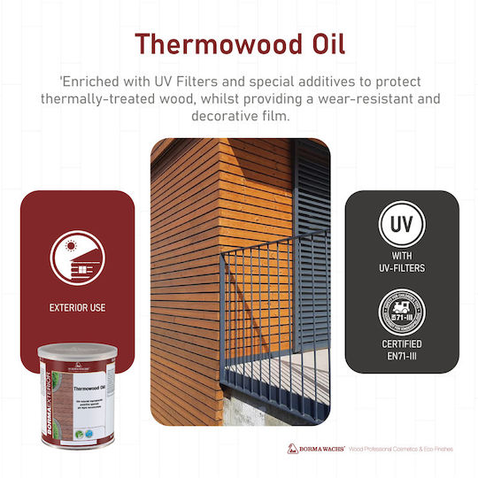 Borma Wachs Thermowood Solvent-Based Impregnation Varnish Walnut 1 Litre