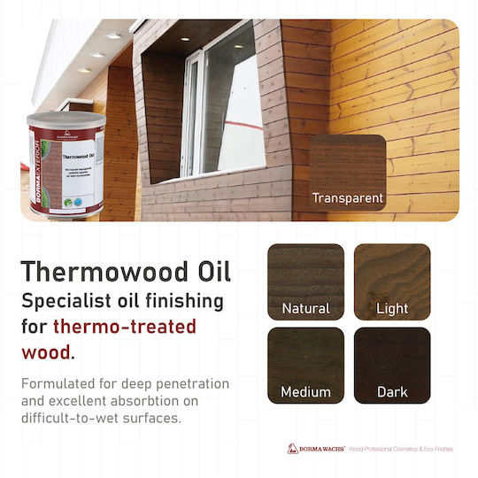 Borma Wachs Thermowood Solvent-Based Impregnation Varnish Walnut 2.5 L