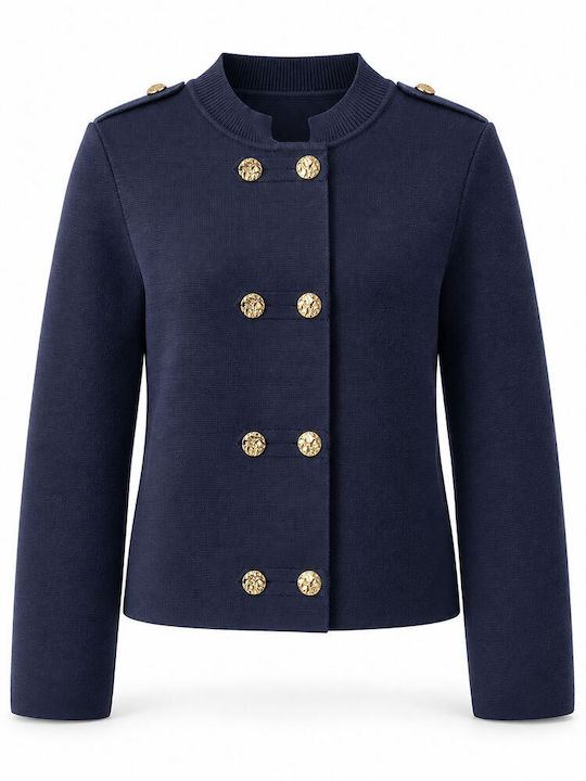 Cuca Γυναικείο Δερμάτινο Σακάκι Navy Blue Cuca Γυναικείο Δερμάτινο Σακάκι Navy Blue