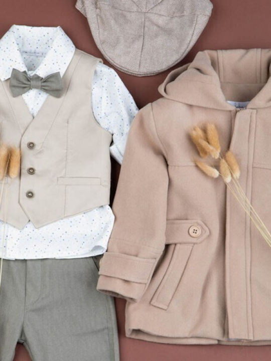 Bambolino Baptism Coat for Boy Sakis Beige