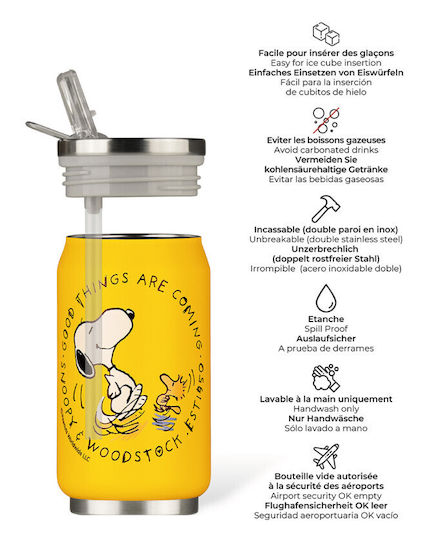 Les Artistes Insulated Can Glass Thermos Stainless Steel 280ml Yellow