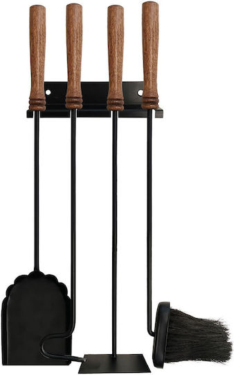 Relaxdays Kaminbesteck-Set mit Ständer Schwarz
