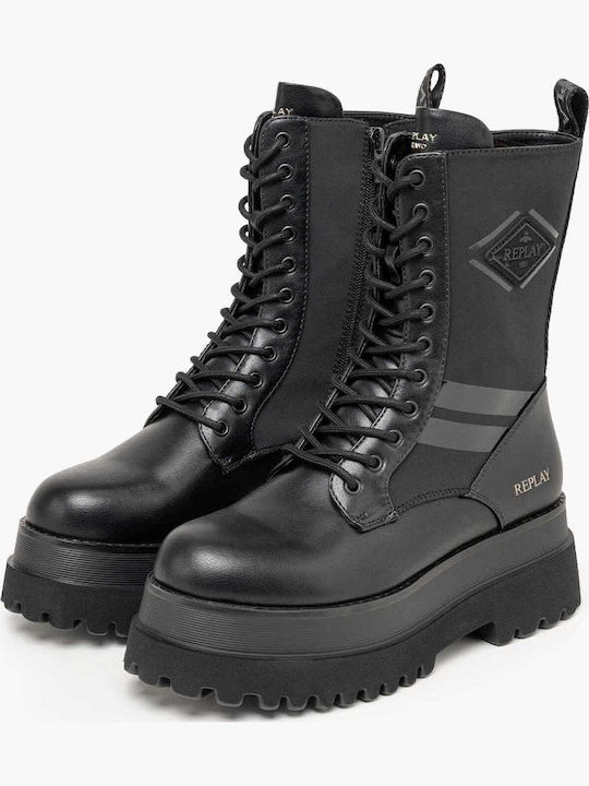 Any.sway Damen Schwarze Kampfstiefel