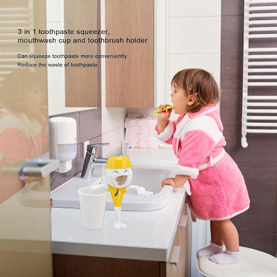 Wall-Mounted Plastic Yellow Toothbrush Holder 9101198758375