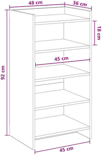 Дървен шкаф за обувки Сив 48x36x92 см