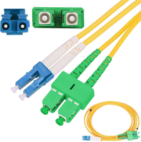 Extralink Cablu De Rețea Cu Fibră Optică SC/APC-LC/UPC 1m Galben