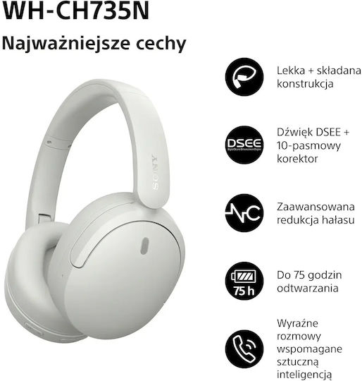 WHCH735N Безжични / Жични Over Ear Слушалки Бели