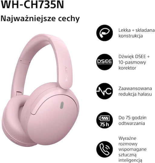 WHCH735N Wireless / Wired Over Ear Headphones Pink