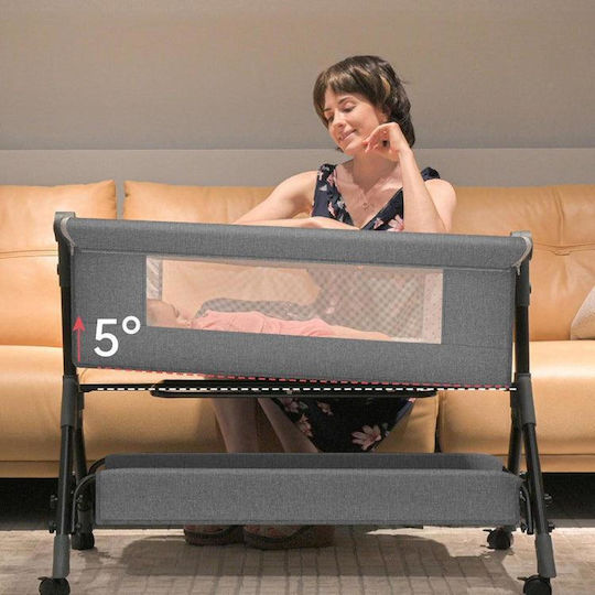 Babywiege-Laufstall mit Matratze, Seitlicher Öffnung und Rädern, Grün