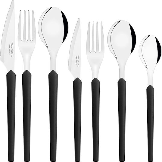 Tramontina Stainless Steel 18/10 Cutlery Set, Black, 42 Pieces,