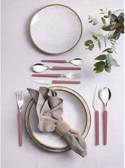 Tramontina 18/10 Stainless Steel Cutlery Set Pink 42 Pieces