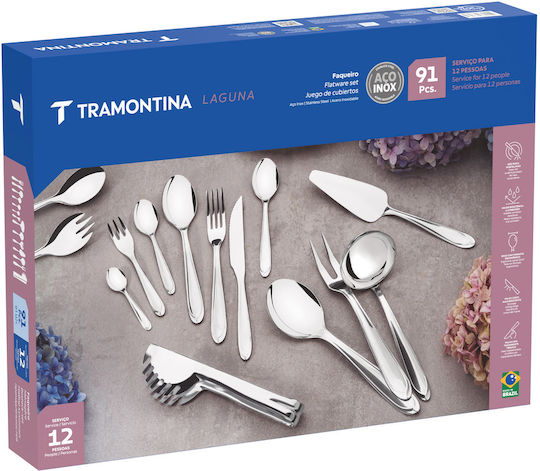 Tramontina Cutlery Set Stainless Steel 18/10 Silver 91 Pieces