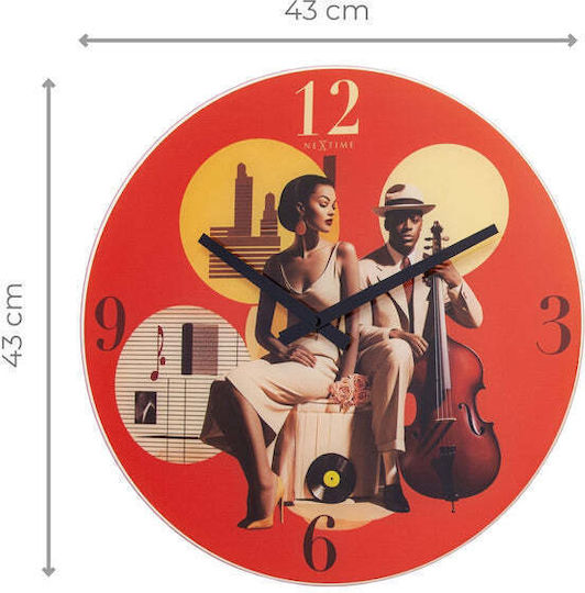 Nextime Αθόρυβο Ρολόι Τοίχου Γυάλινο Πολύχρωμο Ø43cm