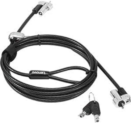 Кабел За Сигурност Lenovo Kensington Nanosaver Twin Head Sicherheitskabelschloss Черен 1.8 M Thinkcentre M75t Gen 2 Thinkpad L13 Yoga Gen 3 T14s Gen 3 X13 Gen 3