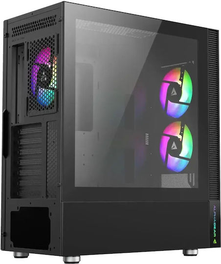 AG-TEMPEST-MESH-BK Gaming Midi Tower Computer Case with Side Window Black