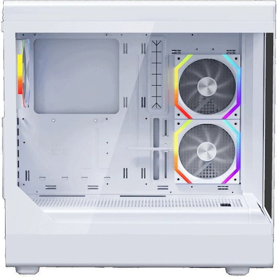 WD8 Gaming Midi Tower Computer Case with Side Window and ARGB Lighting White