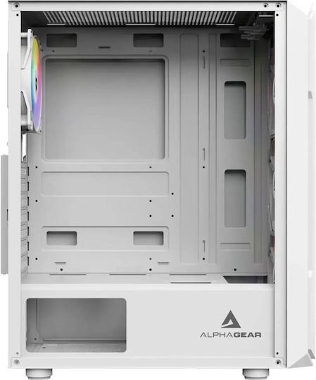 Runesmith White Gaming Midi Tower Computer Case with Side Window and ARGB Lighting White